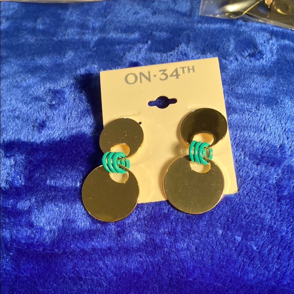 Macy’s On 34th Gold tone and Turquoise Earrings